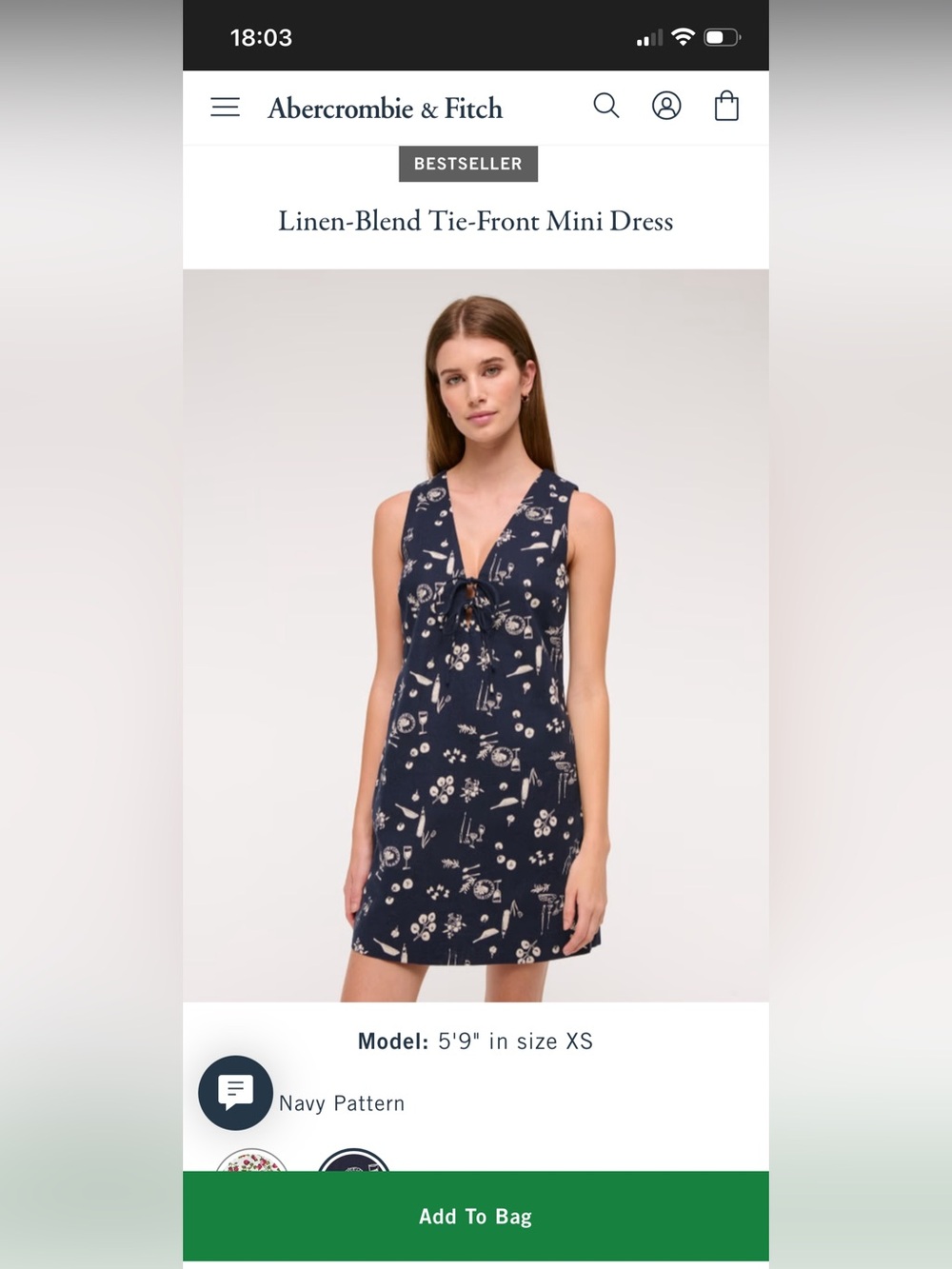 A&F Linen-Blend Tie-Front Mini Dress